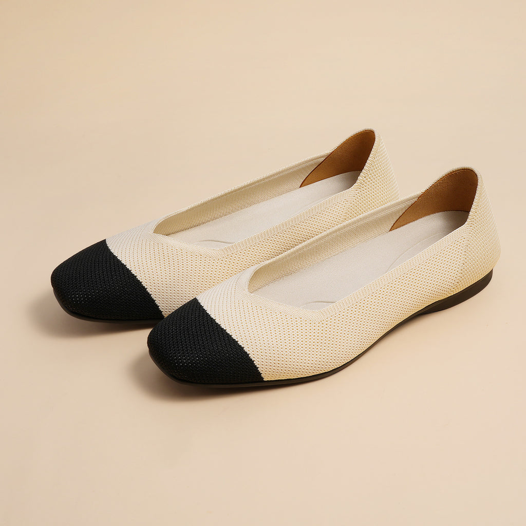 黑白經典舒適職場返工平底鞋