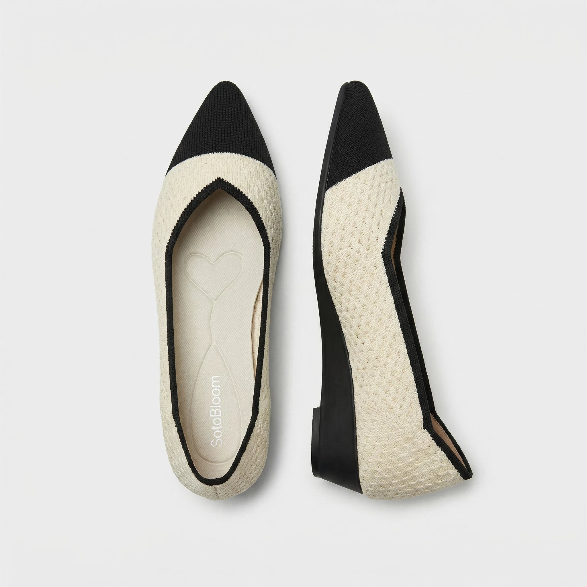 尖頭拼色芭蕾風坡跟鞋｜舒適上班鞋：全天行走不累腳｜Altara