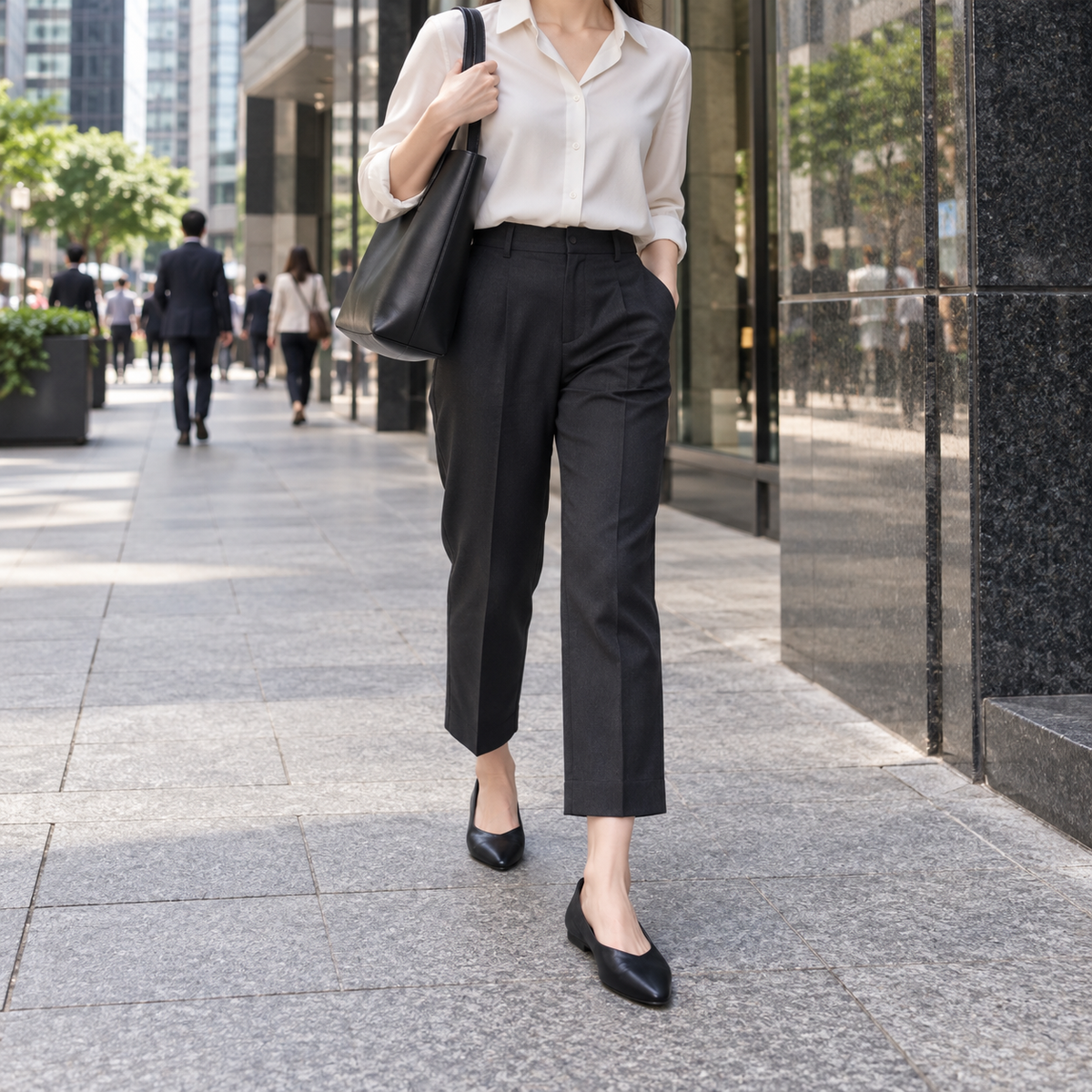 Lena V口尖頭低坡跟鞋（黑色）