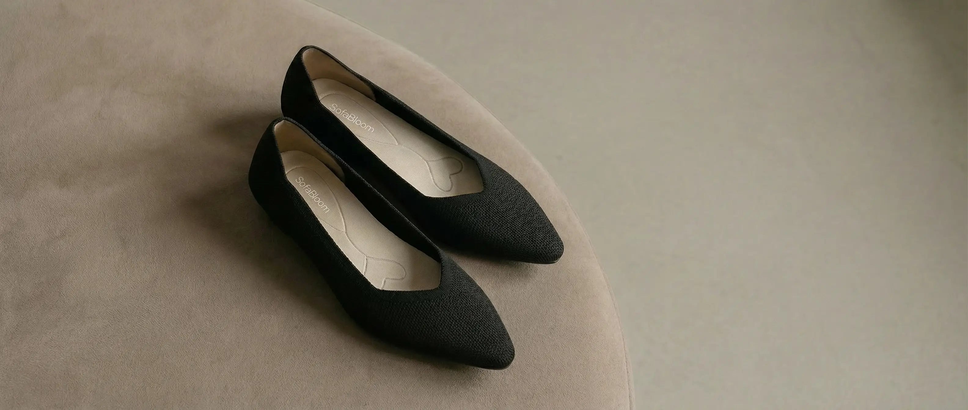 Velora Black Flats Comfortable Flyknit Low-Heel Shoes