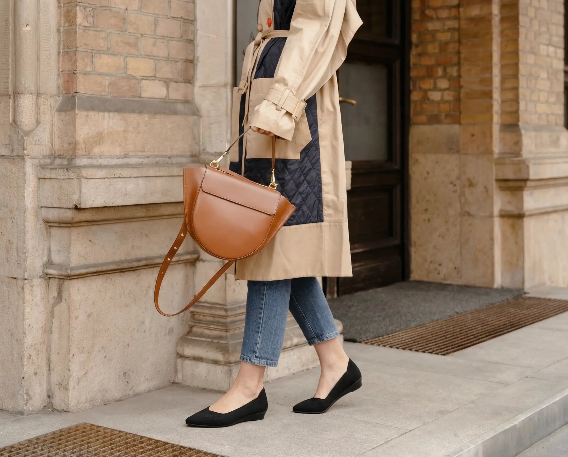 Velora Black Flats Comfortable Flyknit Low-Heel Shoes